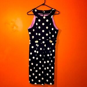 Eliza J Classic Navy and White Polka Dot Sleeveless Dress Woman’s Large 12/14